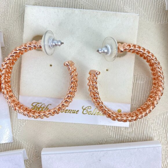 FAC 8 Pair Rose Gold Tone Rhodium Plated Earrings NWT - Picture 6 of 13